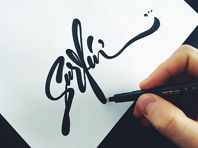 Surfin' calligraphy cudi custom flow handwritten kid letters paper. script surfin type