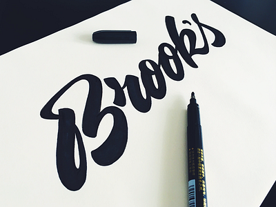 Brook's bar brooks calligraphy custom flow handwritten logo process script sketch type