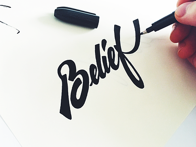 Belief belief calligraphy custom flow handmade lettering simple type words