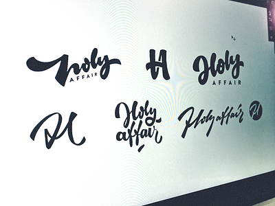 Holy affair brand custom design flow graphic lettering logo mood process type