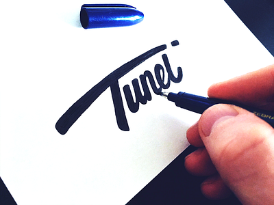 Tunel calligraphy concept custom flow lettering logotype script