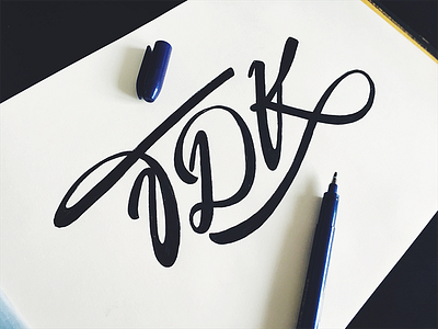 TDK calligraphy clothing custom film flow lettering logo script sketch tdk type