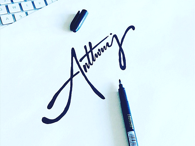 Anthony calligraphy flow lettering name raw script signature type unique