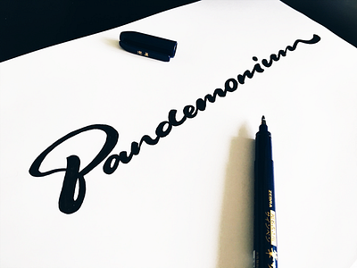 Pandemonium calligraphy custom handwritten logo pandemonium screenplays script type