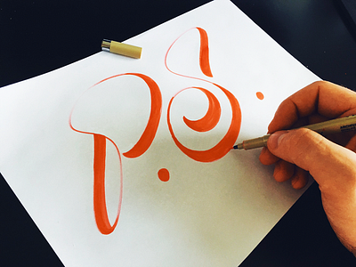 P.S. calligraphy curvy custom flow free lettering process ps script type