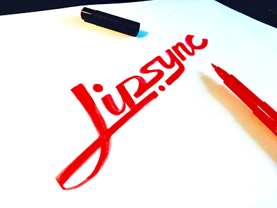 Lipsync clothing custom lipsync logo old red script type unque vintage