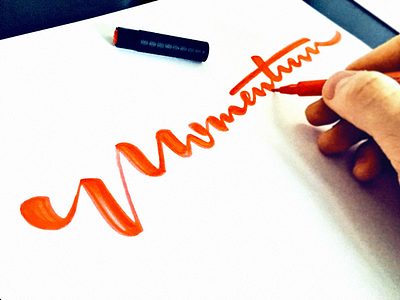 Momentum brush calligraphy flow lettering marker process red script signature type