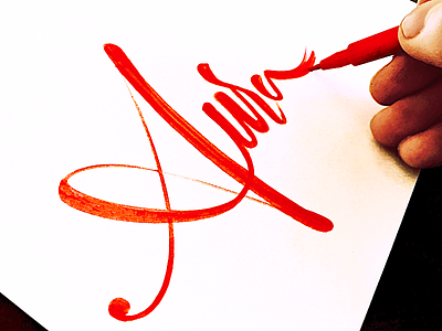 Aura aura brand custom hand lettering process script type unique