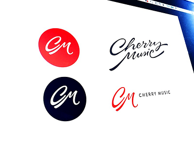 Cherry Music branding calligraphy cherrymusic flow logo mark monogram process script type