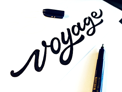 voyage branding calligraphy custom flow lettering logo paper script sketch type unique voyage