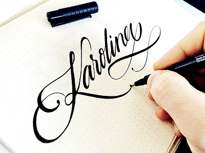 Karolina brand calligraphy classic flow karolina lettering logo name script sketch type