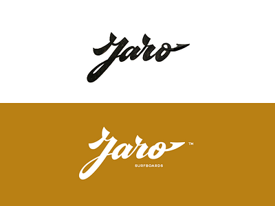 Jaro branding calligraphy custom flow golden iconic lettering logo moment simple surfboards type