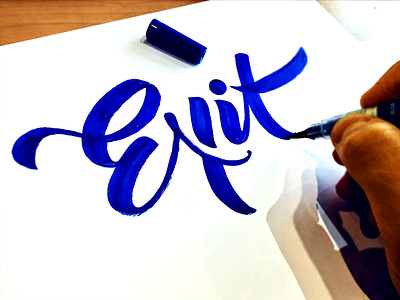 Exit brush calligraphy custom exit flow idea logo script sketch type