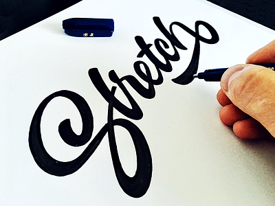 Stretch branding calligraphy custom logo process script shop sketch stretch type