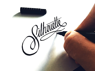 Silhouette brush calligraphy classic custom flow logo process script type