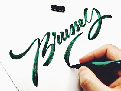 Brussels branding brussels calligraphy custom design flow handwritten illustration lettering logo process script sketch type typography unique