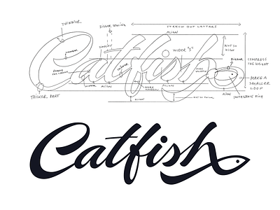 Catfish brand branding brush calligraphy custom fashion flow handwriting handwritten howto illustration lettering logo logolearn process script sketch smart typography unique