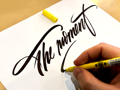 The moment branding brush brush calligraphy brushlettering calligraphy custom design flow handwritten illustration japan lettering logo process script signature sketch type typography unique