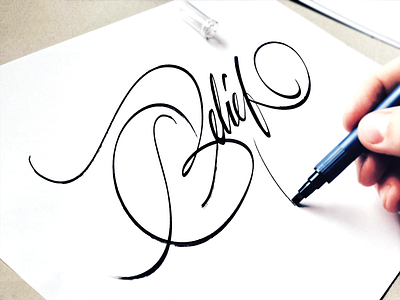 Belief belief brand branding brush calligraphy custom design handwriting handwritten illustration lettering letters logo process script signature sketch type typography unique