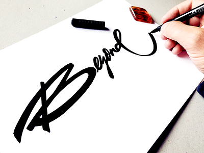 Beyond beyond branding brush calligraphy custom design flow handwriting handwritten lettering letters logo process script signature sketch type typography unique zen
