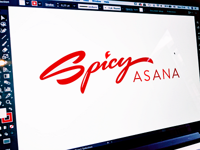 Spicy Asana branding branding and identity calligraphy goodtype hand lettering handwritten lettering logo logolearn process script sketch spicyasana type typography unique vintage yoga