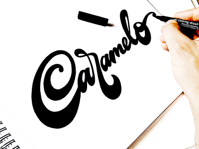Caramelo branding brush calligraphy custom design flow goodtype handwritten idea illustration lettering logo logodesigner packaging process script scripts sketch type unique