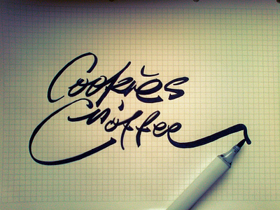 Cookies N' Coffee black calligraphy coffee cookies copic marker pen sketch white