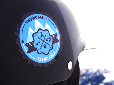 Snowcamp Lithuania badge design forsuregraphic graphic helmet illustration mountains simple snowboarding snowcamp sticker