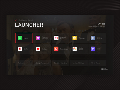 TV Launcher design illustration interface tv app tv interface tv ui ui uidesign uiux