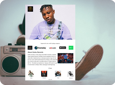 Zanku Music Landing page