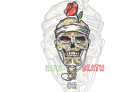 Run or Death poster black design grunge illustration logo poster print scull skeleton tatoo vector