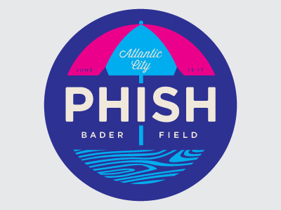 Bader Field atlantic city bader field boardwalk logo new jersey phish summer tour umbrella wood grain
