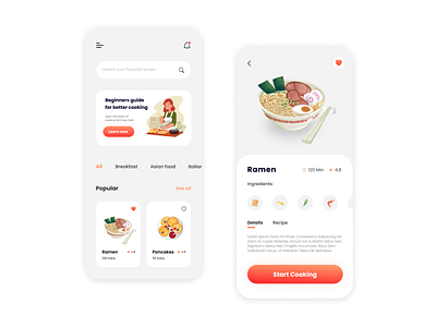 Recipe app design app app concept app design clean ui design figma food app food recipe app mobile app design recipe app recipe app design ui ui design ui ux ui ux designer ux ux design