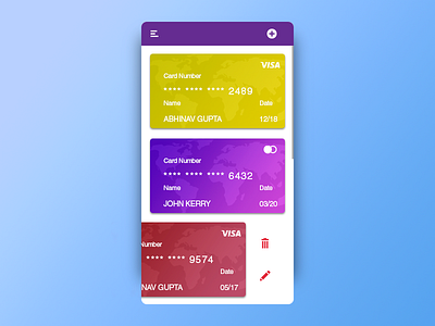 Save your cards app cards dribble mobile screen ui ux