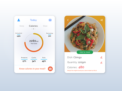 Calorie Counter - Health app calorie calories diet food health ios mobile ui ux