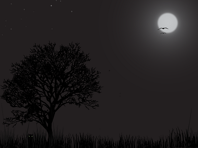 Night in the Jungle illustrator jungle moon night tree wildlife