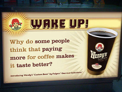 Wendy's Coffee In-store POS advertising branding design graphic design packaging design pos signage