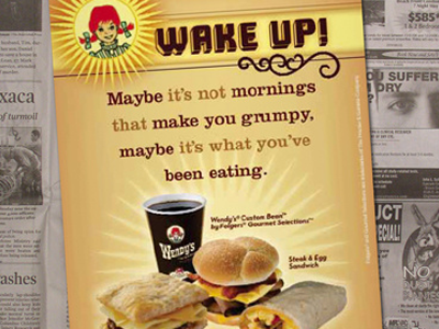 Wendy's breakfast newspaper insert advertising branding design graphic design packaging design