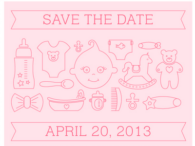 Baby Shower Save the Date baby shower graphic design illustration monotone pink