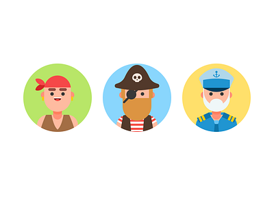 Navy & Pirate Character Avatar avatar charachter design clothes face head icon illuatration navy ocean pirate profile sea