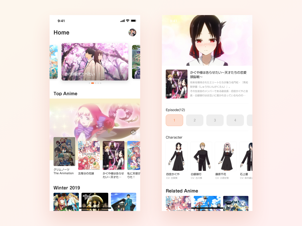 UX - Auto Playing anime autoplay banner ads button design button states card character cute description episodes iphone 10 japanese manga ui user center design userexperiance ux designer uxd video app voices