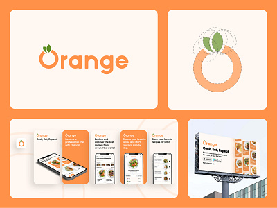 Orange, recipe app logo concept. branding cooking graphic design logo orange