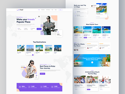 Travel Landing Page agency clean clean design design graphic design tour tour website travel typography ui ux vacation vector