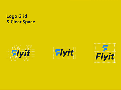 Flyit Grid & clear space arrow bird blue f logo fly logo شعار لوجو لوقو مصمم شعارات