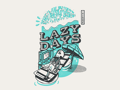 Lazy Days blue ocean relax robot skull skull art surf surfing teal third eye thirdeye