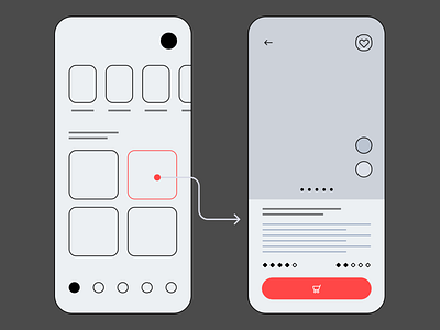 Low-fidelity wireframes of eCommerce mobile app mobile mobile app ui ux wireframe