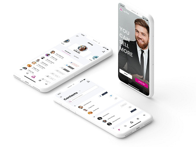 Three Phone Layout clean crm mockup sales team upline upline.app