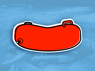 Tubing badge illustration sticker summer