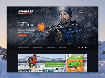 Grabber Warmers Consumer Site cold consumer design hero landing page marketing microsite outdoors ui website winter