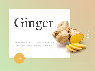 Ginger call to action clean design natural simple supplements typography ui web website